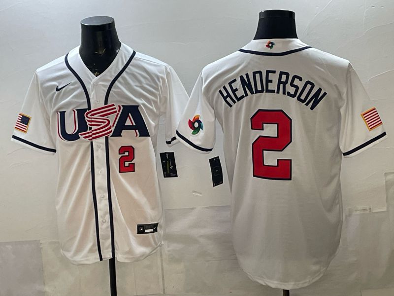 Men 2026 World Cub USA #2 Henderson White Game Nike MLB Jersey style 005->more jerseys->MLB Jersey